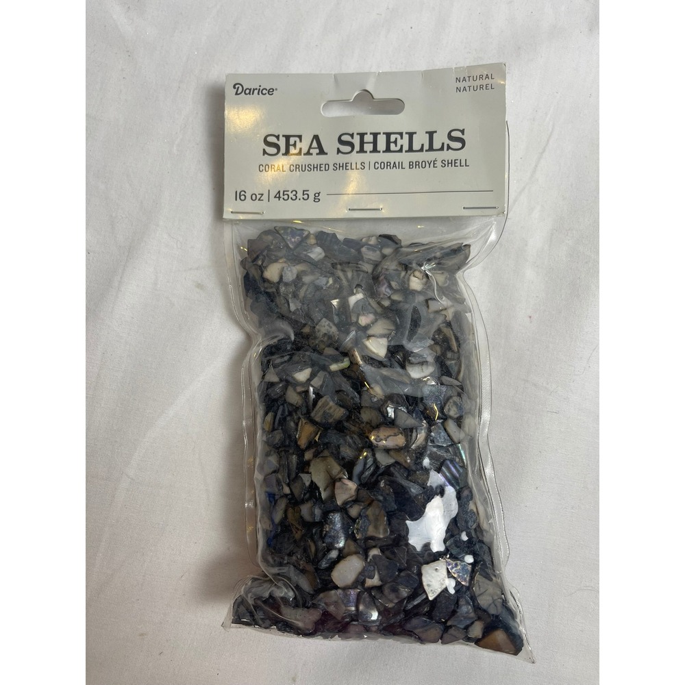Darice 16oz Natural Crushed Sea Shells Black Iridescent Vase Filler SKU 397497